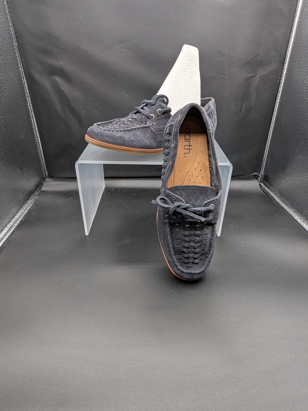 Earth Navy Suede Moccasin Loafers for Women